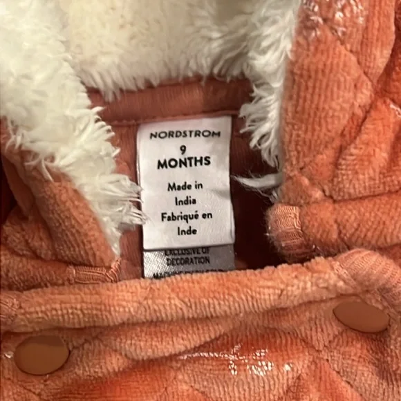 Nordstrom Baby Bunting Quilted Burnt Orange Desert Dottie Print Size 9 Months - Picture 6 of 9